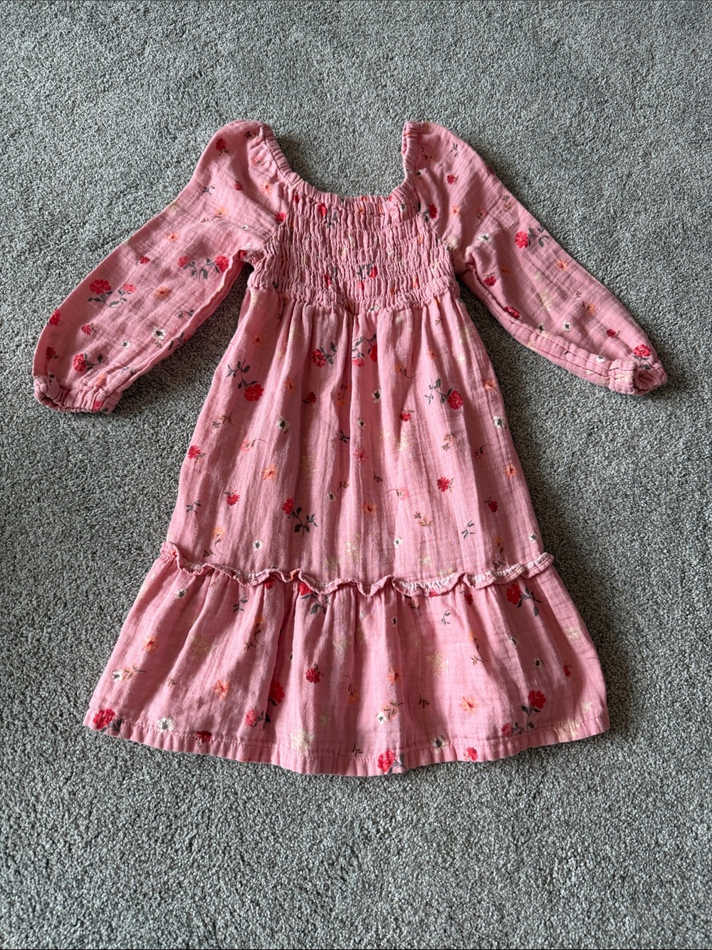 Girls Size 8 Long Sleeve Pink Floral Dress
